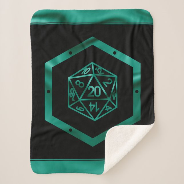 RPG Dice | Lime Green Retro Tabletop Role Player Sherpa Blanket (Front)