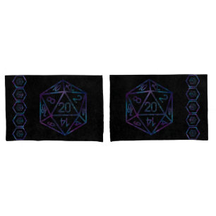 RPG Dice Nebula Fantasy Retro Tabletop PnP Gamer Pillowcase