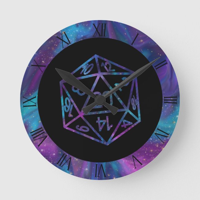 RPG Dice | Nebula Fantasy Retro Tabletop PnP Gamer Round Clock (Front)