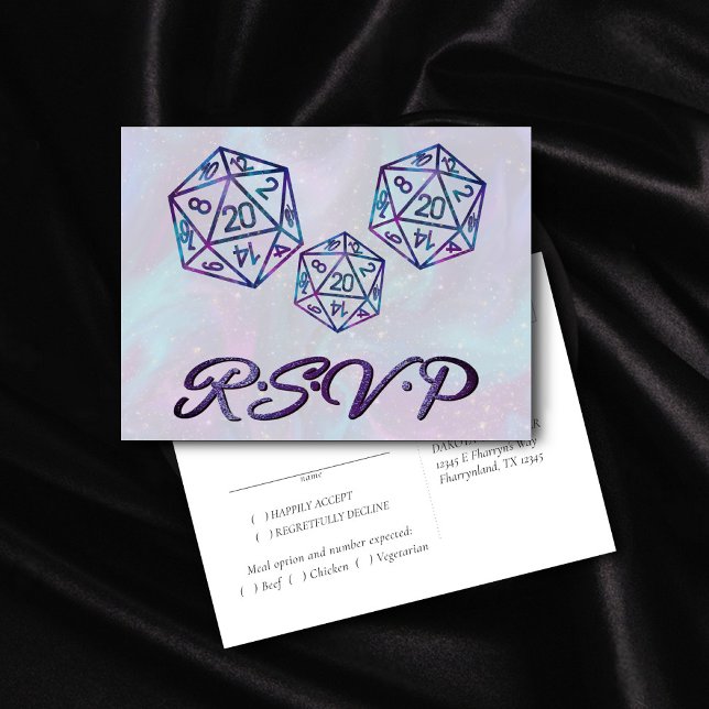 RPG Dice | Nebula Fantasy Tabletop Gamer Meal RSVP Invitation Postcard (Creator Uploaded)