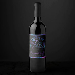 RPG Dice Nebula Fantasy Tabletop Gamer Thank You Wine Label