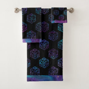 RPG Dice Nebula Fantasy Tabletop Retro PnP Gamer Bath Towel Set