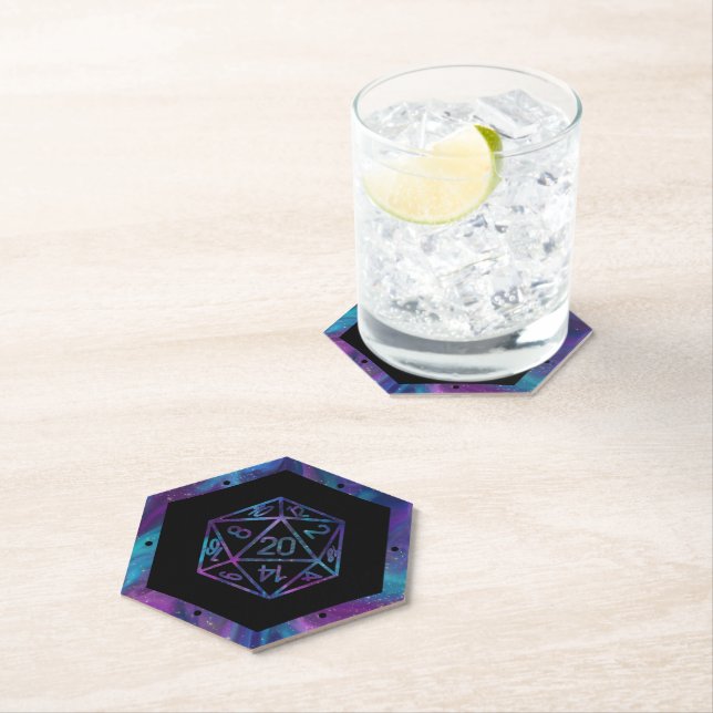 RPG Dice | Nebula Old School Tabletop Roleplayer Paper Coaster (Insitu)