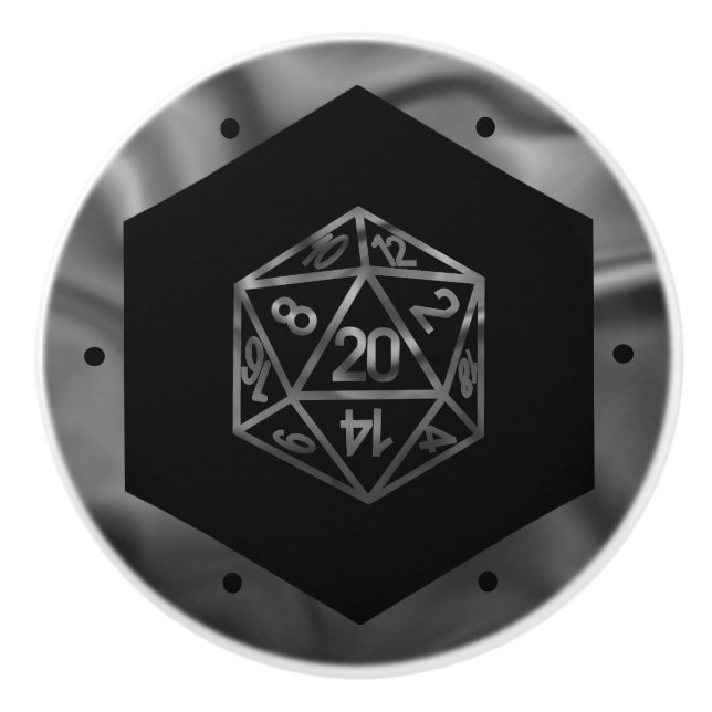 RPG Dice | Retro Old School Tabletop Role Player Ceramic Knob (Front)