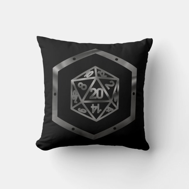 RPG Dice | Retro Old School Tabletop Role Player Cushion (Front)
