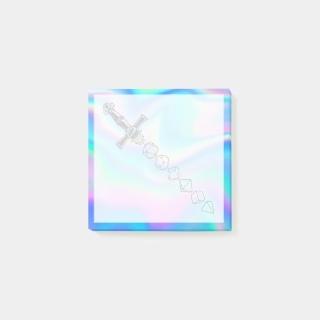 RPG Dice Sword | Blue Purple Iridescent PnP Gamer Post-it Notes (Front)