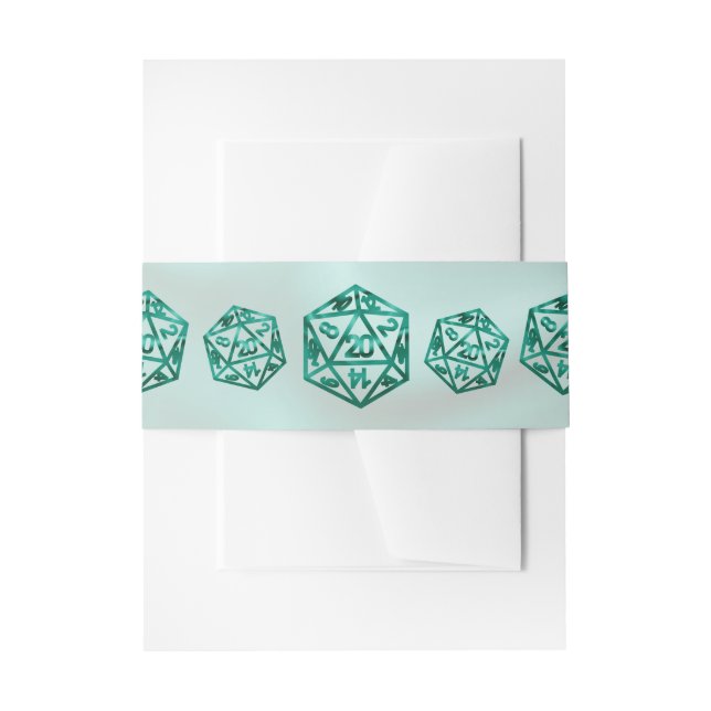 RPG Dice | Teal Green Retro Tabletop Role Player Invitation Belly Band (Front Example)