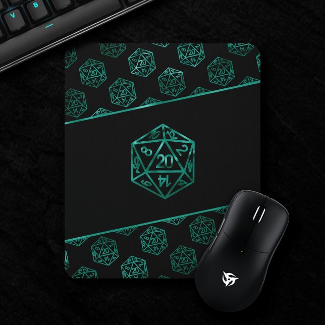 RPG Dice | Teal Green Retro Tabletop Role Player Mouse Mat (Creator Uploaded)