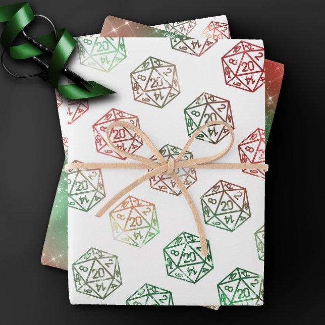 RPG Dice | XMAS Fantasy Retro Tabletop PnP Gamer Wrapping Paper Sheet (Creator Uploaded)
