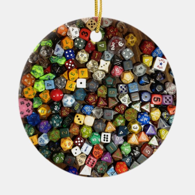 RPG game dice Ceramic Tree Decoration (Front)