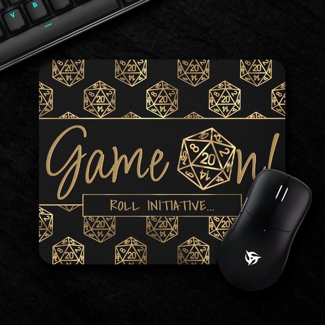 RPG Game On | Gold Fantasy Tabletop Retro Gamer Mouse Mat (Creator Uploaded)