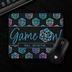 RPG Game On   Holo Retro Tabletop Role Player Dice Mouse Mat