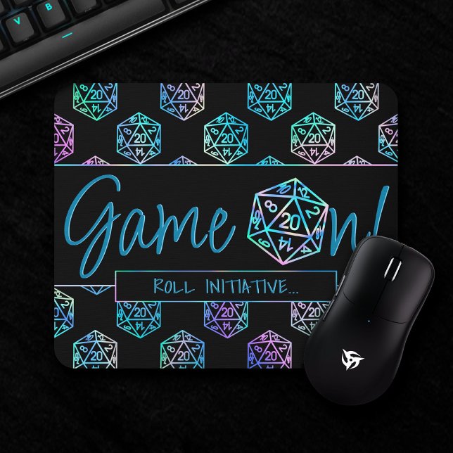 RPG Game On | Holo Retro Tabletop Role Player Dice Mouse Mat (Creator Uploaded)