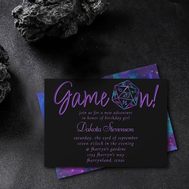RPG Game On | Nebula Fantasy Tabletop Gamer Dice Invitation (Creator Uploaded)