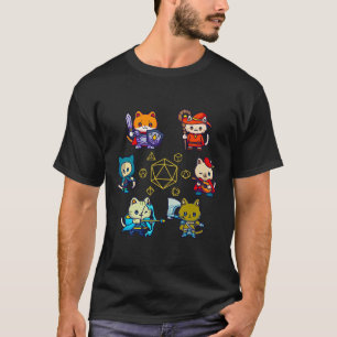 Rpg Gamer Cats D20 Dice Nerdy Geek Cat Men Women K T-Shirt