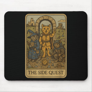 Rpg Gamer Cats Funny Side Quest Tarot Card Nerdy M Mouse Mat