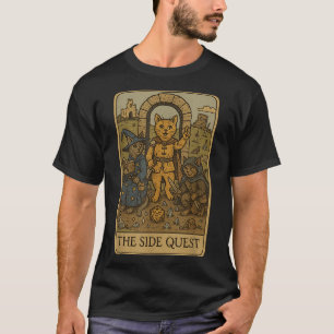Rpg Gamer Cats Funny Side Quest Tarot Card Nerdy M T-Shirt