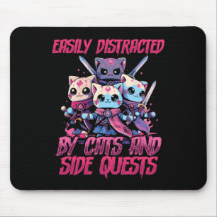 Rpg Gamer Cats Side Quest Distracted Nerdy Tableto Mouse Mat