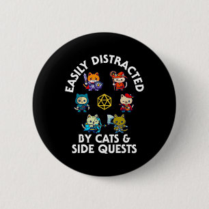 Rpg Gamer Cats Side Quest Funny Nerd Adhd Cat Men  6 Cm Round Badge