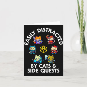 Rpg Gamer Cats Side Quest Funny Nerd Adhd Cat Men  Card