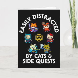 Rpg Gamer Cats Side Quest Funny Nerd Adhd Cat Men Card