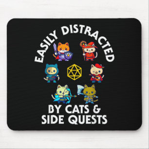 Rpg Gamer Cats Side Quest Funny Nerd Adhd Cat Men  Mouse Mat