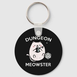 Rpg Gamer Cats Side Quest Funny Nerd D20 Dice Game Key Ring