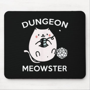 Rpg Gamer Cats Side Quest Funny Nerd D20 Dice Game Mouse Mat