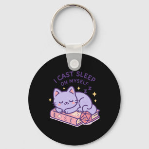 Rpg Gamer Nerdy Cat Sleeping D20 Dice For Cat Love Key Ring