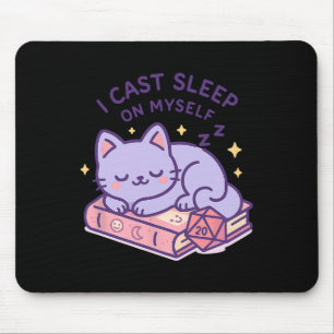 Rpg Gamer Nerdy Cat Sleeping D20 Dice For Cat Love Mouse Mat