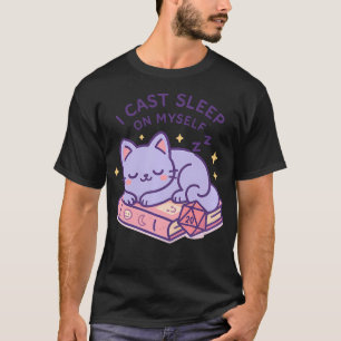 Rpg Gamer Nerdy Cat Sleeping D20 Dice For Cat T-Shirt