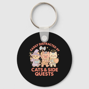 Rpg Gamer Nerdy Cats Side Quest Distracted Tableto Key Ring