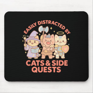 Rpg Gamer Nerdy Cats Side Quest Distracted Tableto Mouse Mat