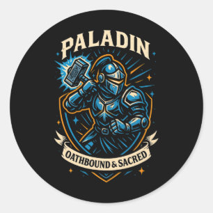 Rpg Gamer Paladin D20 Dice Nerdy Geek Men Women Ki Classic Round Sticker