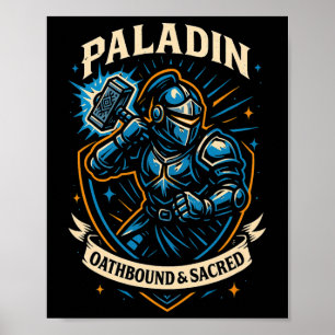Rpg Gamer Paladin D20 Dice Nerdy Geek Men Women Ki Poster