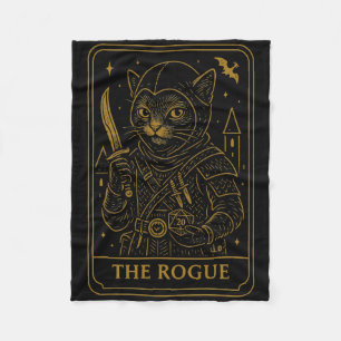 Rpg Gamer Rogue D20 Dice Nerdy Geek Cat Men Women  Fleece Blanket