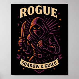Rpg Gamer Rogue D20 Dice Nerdy Geek Men Women Kids Poster