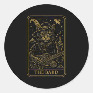 Rpg Gamer The Bard D20 Dice Nerdy Geek Cat Men Wom Classic Round Sticker