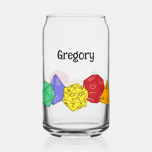 RPG Gaming Dice, Board, Fantasy Games Personalised Can Glass (Front)