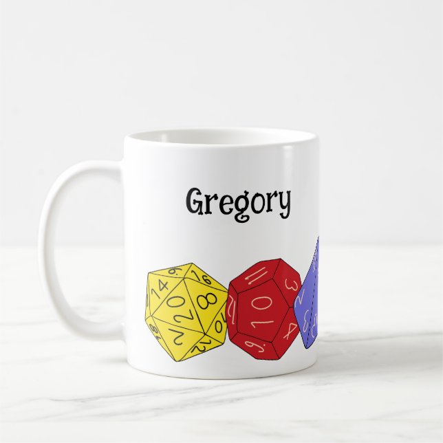 RPG Gaming Dice, Board, Fantasy Games Personalised Coffee Mug (Left)