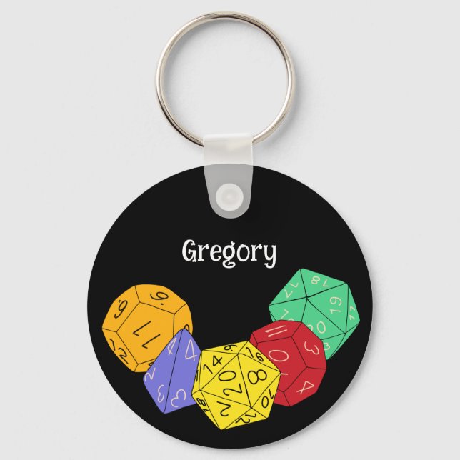 RPG Gaming Dice, Board, Fantasy Games Personalised Key Ring (Front)