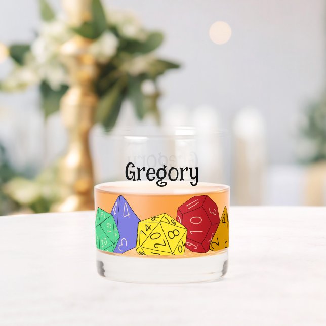 RPG Gaming Dice, Board, Fantasy Games Personalised Whiskey Glass (Insitu (Wedding))