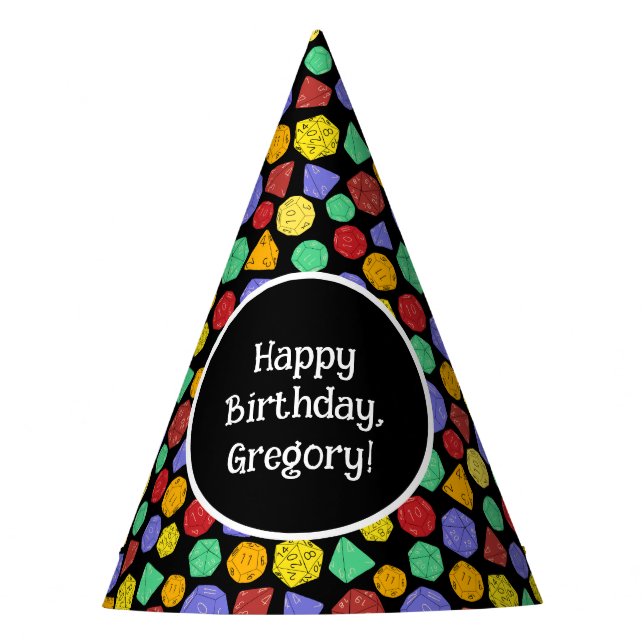 RPG Gaming Dice, Board, Fantasy Games Themed Party Party Hat (Front)