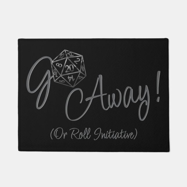 RPG Go Away | Retro Tabletop PnP Role Player Dice Doormat (Front)