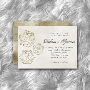 RPG Gold 20-Sided Tabletop Gamer Dice Wedding Invitation