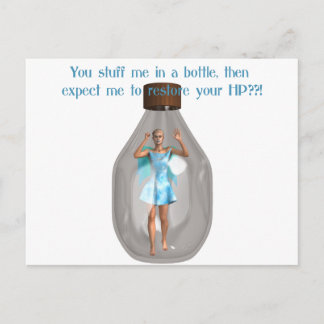 RPG Hit Point Fairy in Bottle Postcard