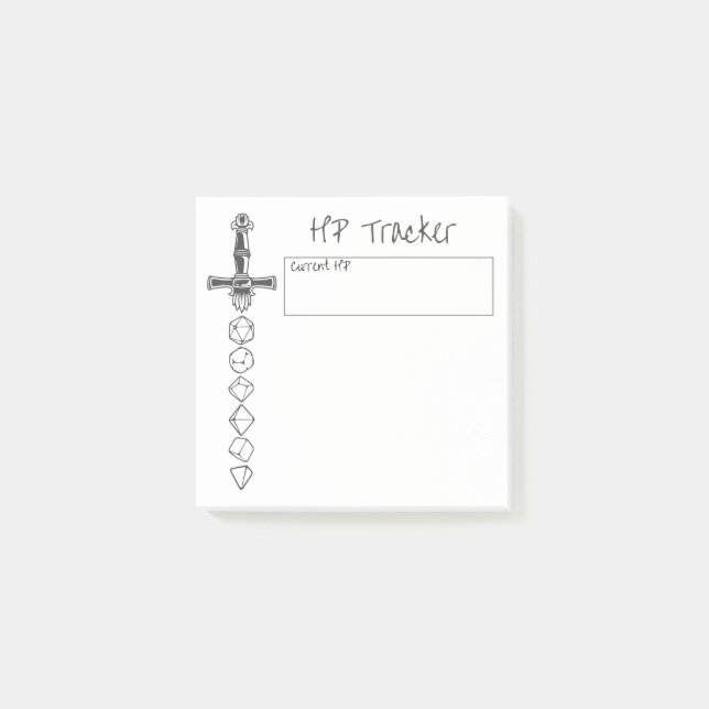 RPG Hit Point Tracker | PnP Tabletop Gamer Dice Post-it Notes (Front)