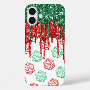 RPG Holiday Drip   Red and Green Christmas Dice iPhone 16 Plus Case
