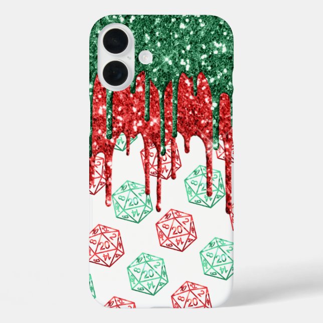 RPG Holiday Drip | Red and Green Christmas Dice Case-Mate iPhone Case (Back)