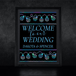 RPG Holo Lights   Retro Gamer Dice Wedding Welcome Poster